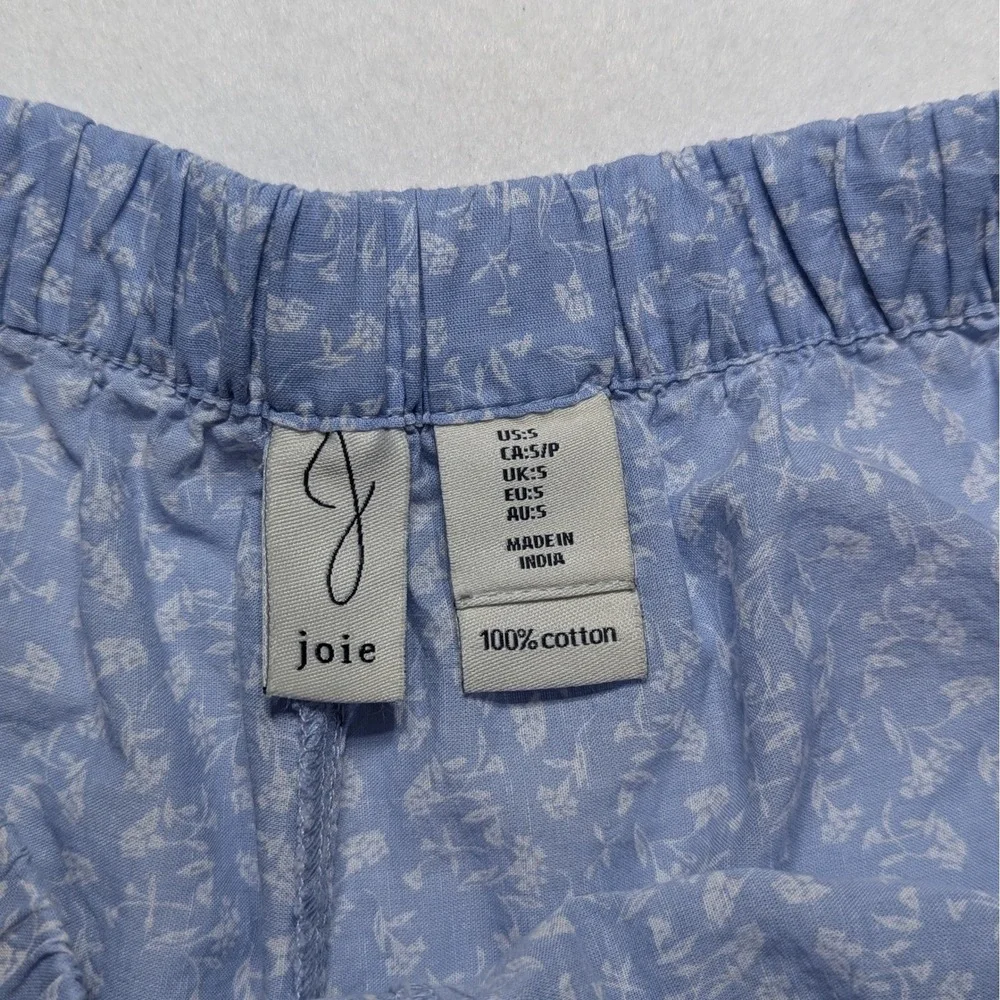 Joie Small Blue Floral Embroidered Cotton Scalloped Eyelet Shorts Coastal Boho‎